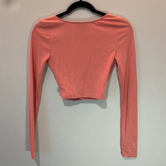 NWOT Ribbed Wrap Crop Top - Picture 4 of 5